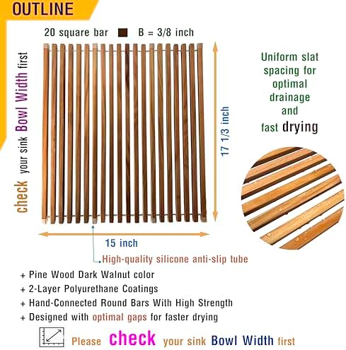 Roll Up Wooden Drying Rack Over The Sink Kitchen, Cover Sink Dry Dishes Bowl Spoon Quickly, Aesthetics and Finishes Coating, Neat Design Stain-Resistant Easy to Dry (Natural Wood color)