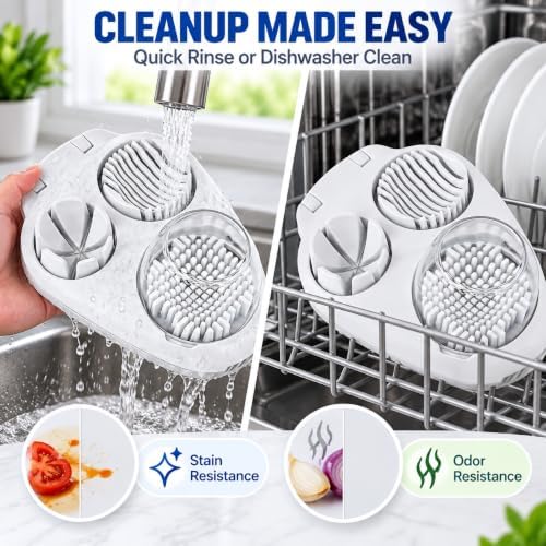 3 In 1 Egg Slicer for Hard Boiled Eggs,3 Slice Modes Egg Cutter,Stainless Steel Dicer for Strawberry Mushroom Grape Cherry, Multifunctional Food Cutter Slicer for Home Kitchen Chopper Gadgets (White)