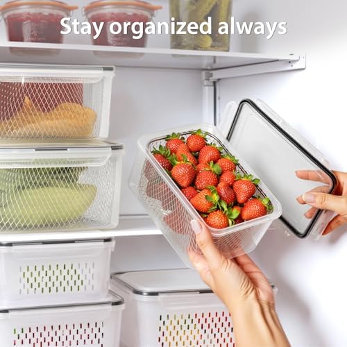 3 PCS Large Fruit storage Containers for Fridge Food Storage Containers