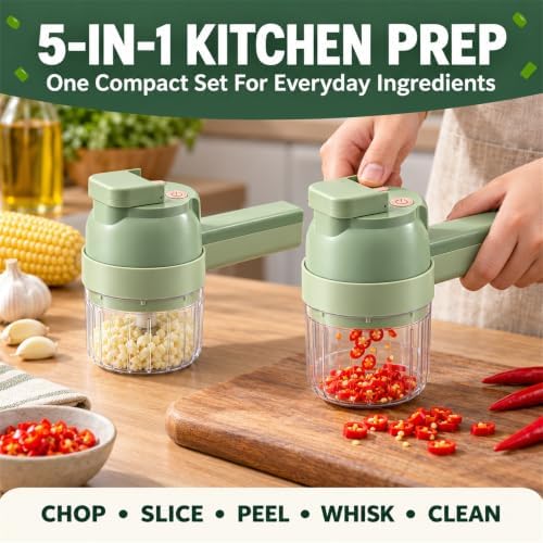 5-in-1 Handheld Electric Vegetable Cutter, Mini Food and Fruit Chopper Set - Image 2