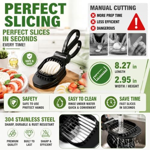 Egg and Fruit Slicer, Egg Cutter For Hard Boiled,Black - Image 6