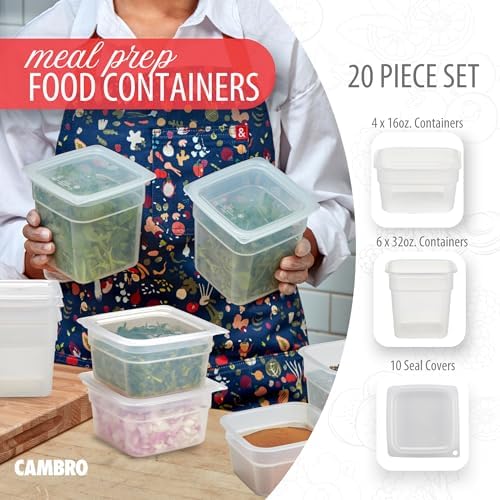 Food Storage Containers with Lids - Translucent (Microwave Safe and BPA-Free) - 16 and 32 oz (ounce) Food Storage Container - (20 Piece Set)