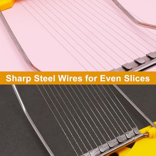 Egg Slicer for Hard Boiled Eggs, Food Slicer with 14 Stainless Steel Wires, Heavy Duty Hard Boiled Egg Cutter, Spam Slicer for Soft Fruit Strawberry Luncheon Meat Home Use (1Pcs, Yellow) - Image 4