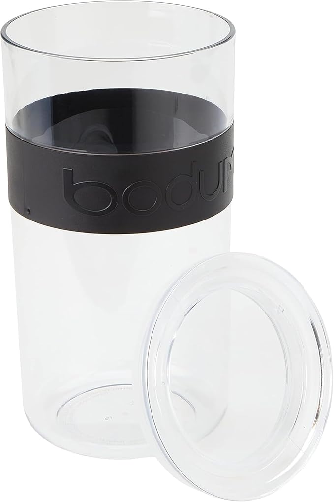 Bodum Presso Storage Container Jars for Food, Pasta, Cereal, Flour, Coffee, Snacks, and More, BPA-Free Plastic w/Airtight Silicone Seal, 12pc Set - Black