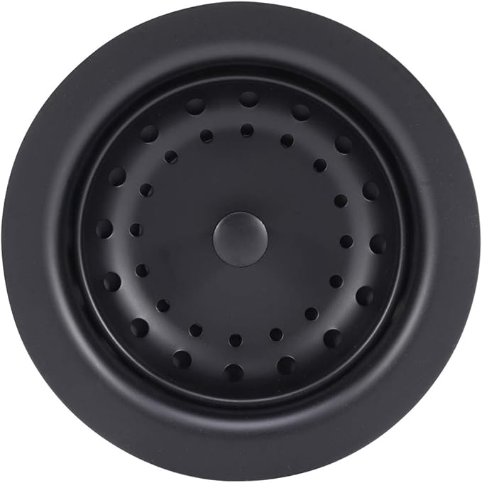 KONE 3-1/2 Inch Kitchen Sink Stainless Steel Basket Strainer Water Stopper with Drain Assembly, Black Finish Rustproof and Durable