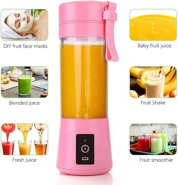Cordless Portable Personal Size Blender - Mini Blender, 380Ml BPA Free Travel Cup, Powerful Blending Suit in Office/Home/Gym, Valentines Day Gift Pink (Pink)