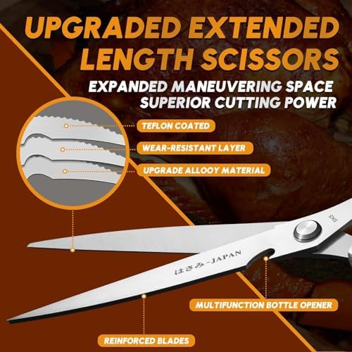 Heavy Duty Kitchen Shears, 2 Pack Japanese Steel Kitchen Scissors