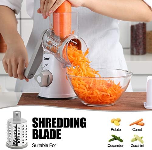Geedel Rotary Cheese Grater Hand Crank, Cheese Shredder Vegetable Slicer - Image 4
