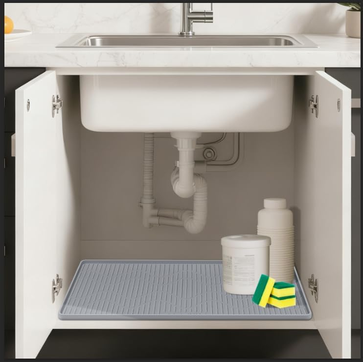 24" x 17" Under Sink Mat for Kitchen Waterproof Raised Edge
