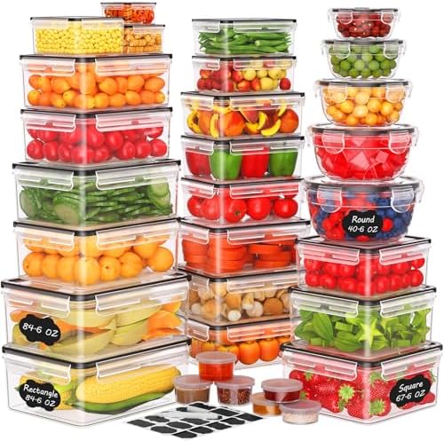 62 PCS Large Food Storage Containers with Lids (31 Lids & 31 Containers)