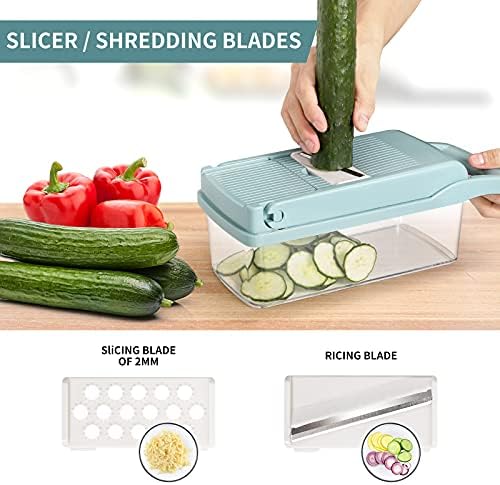 Ultra-Sharp 420-Grade Hardened Stainless Steel Onion Vegetable Chopper Dicer, 8 Interchangeable Blades, Includes Egg White Separator, Time Saver, 1 Year Warranty