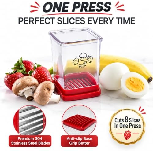 Fruit Cutter and Chopper – Cup Slicer for Strawberry, Grape, Banana, Mushroom, Kitchen Gadget for Fruits and Vegetables, Compact Slicing Tool (3 Packs)