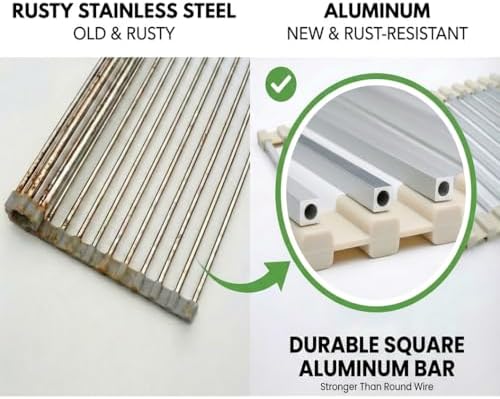 Medium Aluminum Roll Up Dish Drying Rack 17" x 13" with Dish Holder