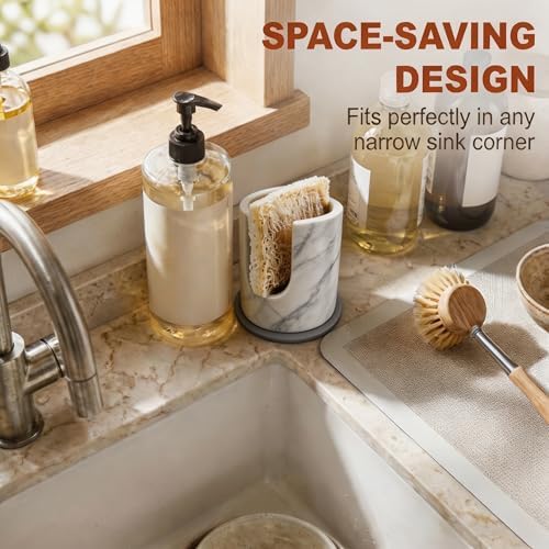 Natural Marble Sponge Holder, Stone Kitchen Sink Sponge Rack