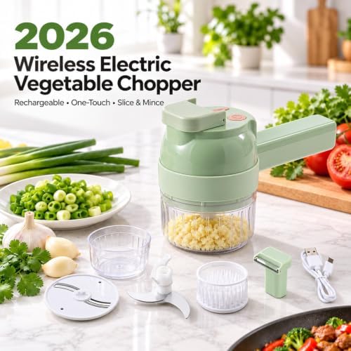 5-in-1 Wireless Electric Vegetable Chopper, Multi-Function Food Processor (Green) - Image 3