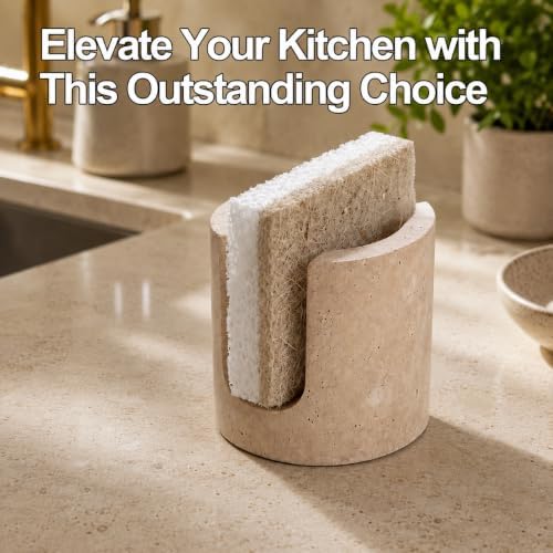 Travertine Sponge Holder for Kitchen Sink, Natural Stone Caddy Tray
