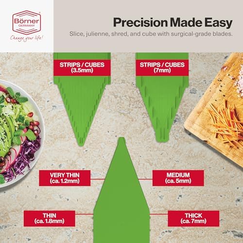 Borner V Power Vegetable Mandoline Slicer, Handheld Food Slicer 10-In-1 Kit