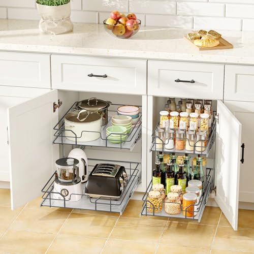 2-Tier Pull Out Cabinet Organizer (8" W x 22" D)