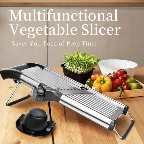 5‑in‑1 Adjustable Mandoline Slicer, Stainless Steel Vegetable Cutter