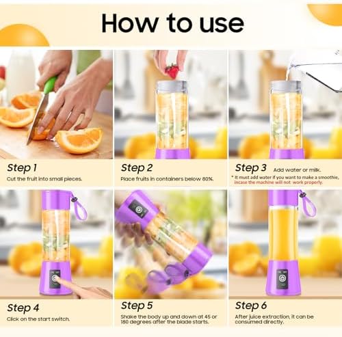 13 Oz Handheld Single Serve Blender - Juice Blender Make Protein Shakes - Image 5