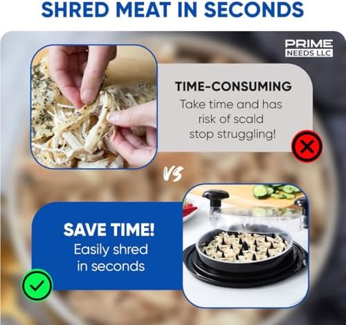 Chicken Shredder, Chicken Shredder Tool Twist, Meat Shredder, Large Chicken Breast Shredder, Heavy Duty BPA-Free Meat Shredder Tool with Removable Tray, Brush, Strong Non-Slip Base, Dishwasher Safe