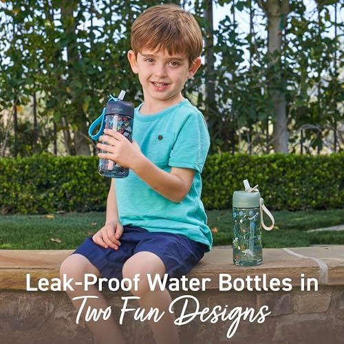 Kids Water Bottle 2-Pack, Leak-Proof, 15 oz, Bite & Sip Spout