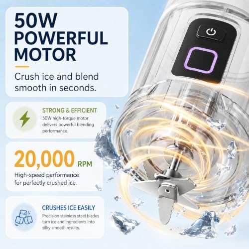 Portable Blender for Smoothies, Rechargeable Blend-and-Drink Cup - Image 6