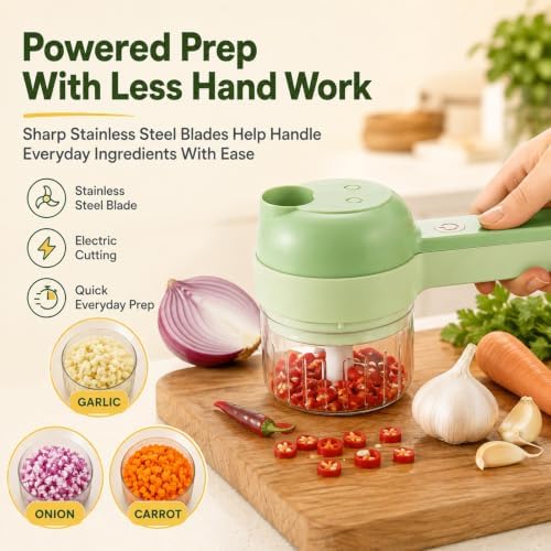 4 in 1 Handheld Electric Food Chopper Multi Blade Vegetable Cutter，2 PCS - Image 4