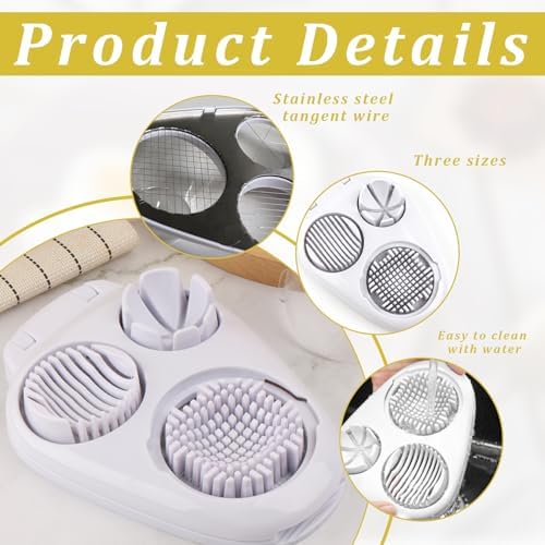 2 Pcs 3 In 1 Egg Slicer,Egg Slicer For Hard Boiled Eggs,Stainless Steel Strawberry Slicer,Egg Cutter,Egg Opener For Hard Boiled Eggs,3 Slice Modes For Strawberry, Mushroom, Grape, Cherry Tomato - Image 3