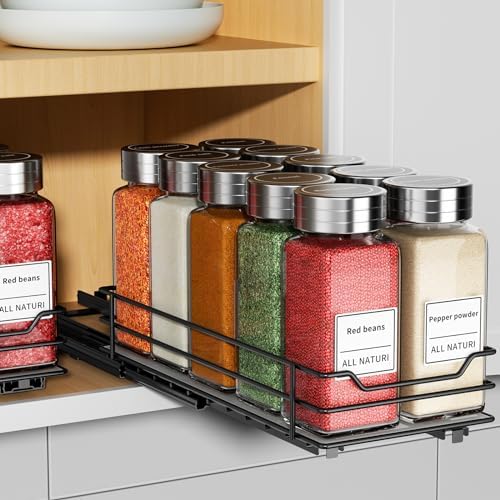 Pull Out Spice Rack Organizer, 1 Tier,4.5" Wx10.5 Dx2.5 H