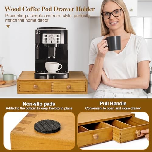 K Cup Storage Organizer, Wood Coffee Pod and Tea Bag Holder