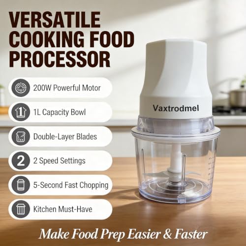 Electric Food Chopper 4 Cup, 2 Speed Switch for Meat/Veggie Chop, SS Dual Blades Durable, Anti-Slip Pad, Dishwasher Safe Easy Clean, Onion/Garlic/Carrot/Cheese Chopper Dicer, Chicken Shredder - Image 3
