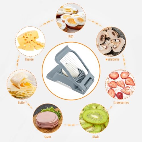 Heavy Duty Aluminium Egg Slicer, Stainless Steel Wire, Blue-Gray - Image 2