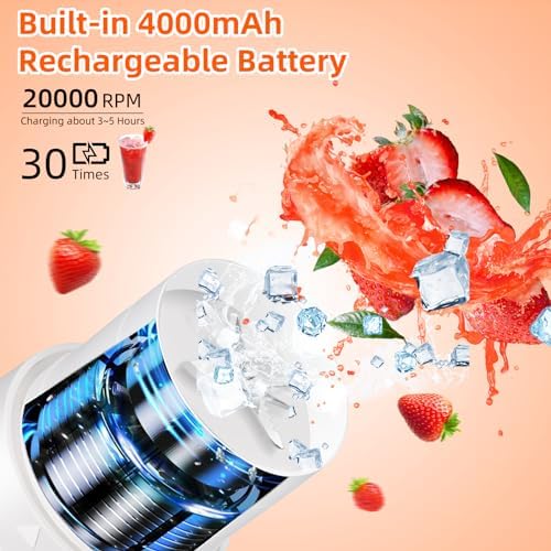 Portable Blender for Shakes and Smoothies: Travel Blender,16 Oz Mini Blender with 6 Blades,USB Rechargeable,for Making Fresh Juice, Convenient for Travel and Sports - Image 3