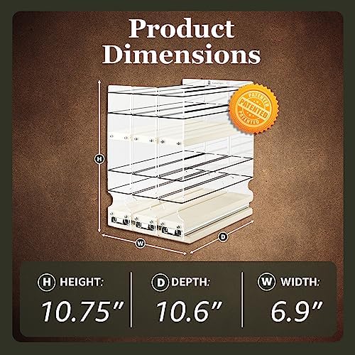 Cabinet Mounted Spice Rack Drawer - Pull Out Cabinet Organizer - Cupboard Organizers & Storage - Pantry Shelves - 30 Reg. Jars, 3 Drawers, 2 Tiers (6.9" W x 10.75" H x 10.6" D, Cream)
