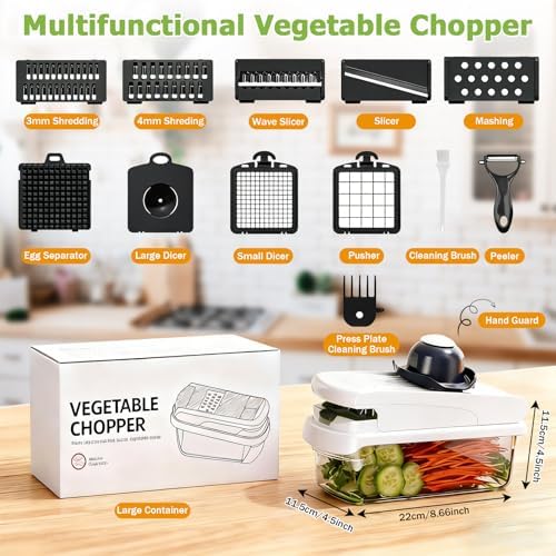 15 in 1 Vegetable Chopper with Container and Stainless Steel Blades - Image 2