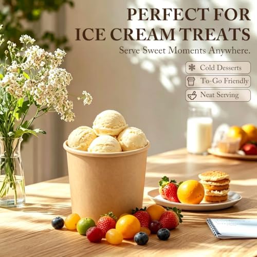 Wuadua Soup Containers with Lids Paper Ice Cream Containers 12oz 50 Pack - Image 4