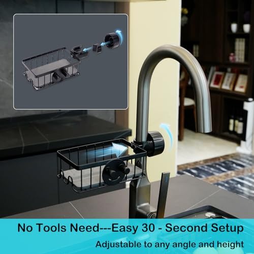 Smiley Sponge Holder Over Faucet with Quick Drying Mat for Round Faucet | Kitchen Sink Organizer, Sponge Storage