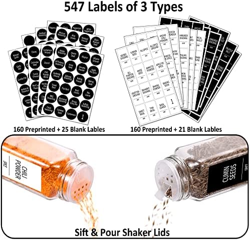 36-Pack Empty Glass Spice Jars with Labels, 4 oz, Bamboo Lids