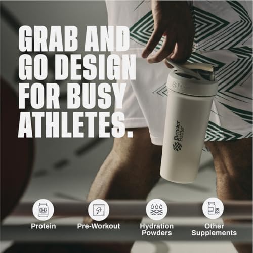 BlenderBottle Sport Sleek Stainless Steel Shaker Bottle 25 oz Grey/Tan - Image 5