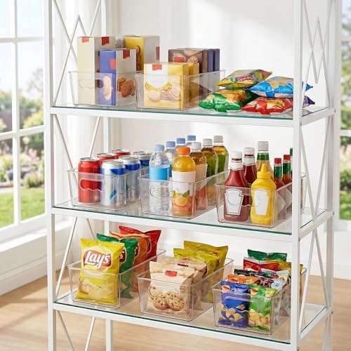4pcs Clear Storage Bins with Handles