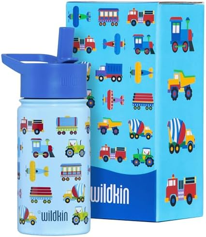 Kids Stainless Steel Water Bottle, 14oz, Trains, Planes & Trucks