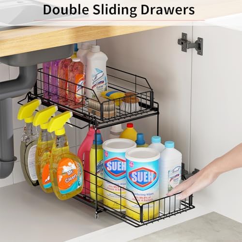 Under Sink Organizers and Storage 2 Pack, 2-Tier Pull Out
