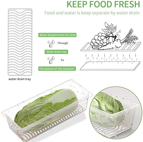 6 Pack 1.5L Fruit Storage Containers for Fridge with Removable Drain Tray
