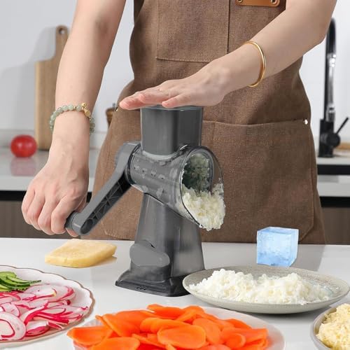 Rotary Cheese Grater with Handle, Multifunctional Cheese Shredder