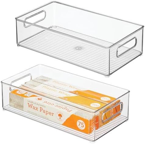 Stackable Fridge Bin, Clear, Set of 2