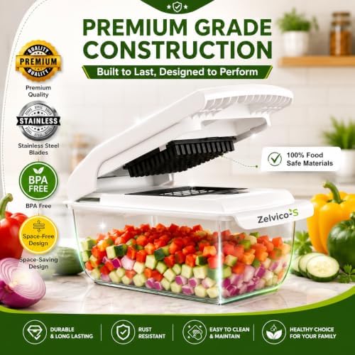 18-in-1 Vegetable Chopper, Veggie Chopper & Onion Cutter with Container, Food Chopper & Dicer, Multifunctional Vegetable Slicer, Mandoline Slicer & Grater, Kitchen Gadgets for Meal Prep