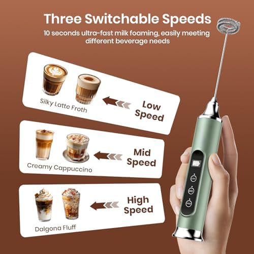 YUSWKO Milk Frother Wand for Coffee, Coffee Frother Handheld Drink Mixer - Image 5