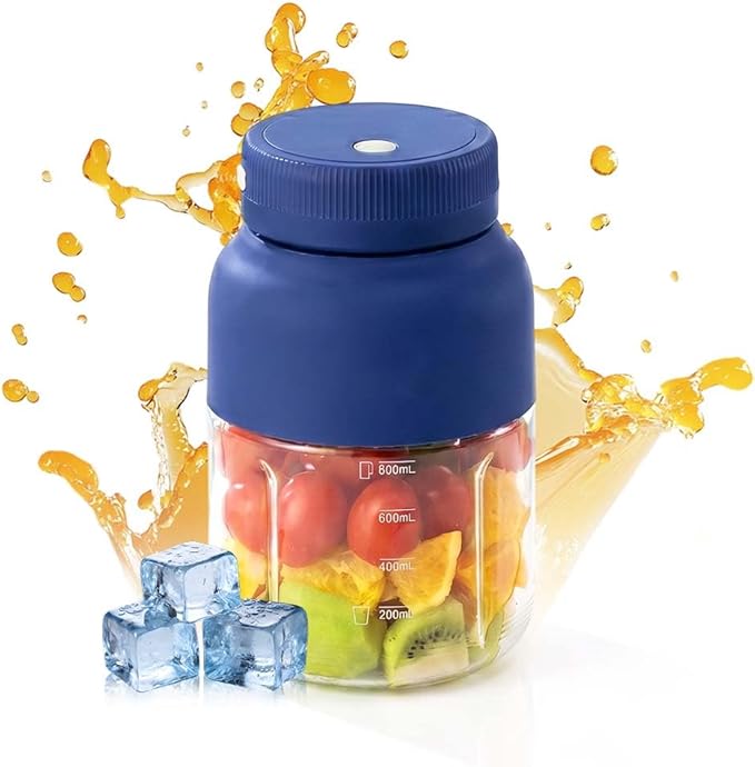 Portable Cordless juicer cup, 44oz Portable Blender for Shakes and Smoothies with Leakproof Travel Lid, Stainless Steel Blades, Compact Juicer Cup for Gym, Office, Travel & Home (Blue)