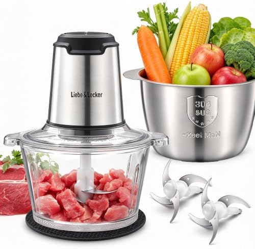 Liebe&Lecker Electric Food Chopper, 350W Food Processor with 2 Bowls by LiebeLecker